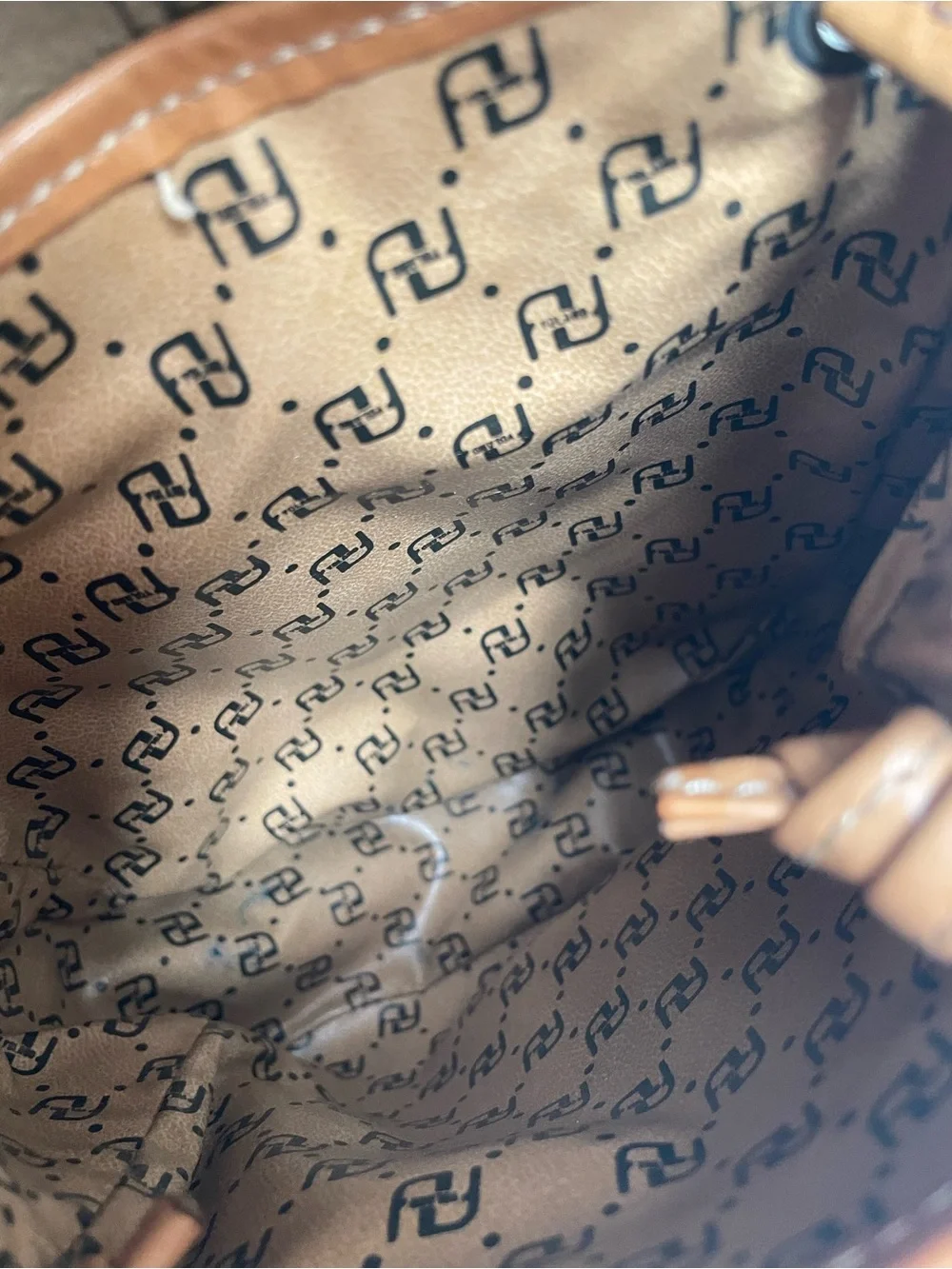 Vintage Yoland Brown/Tan Monogram Crossbody Shoulder Bag 8x2x6 inches